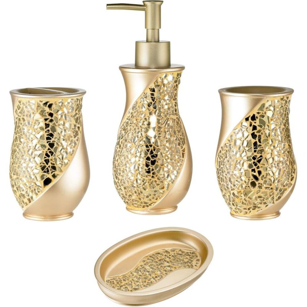 Popular Bath Sinatra Bath Set, 4PC, Champange Gold